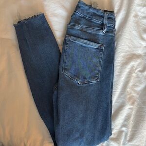 Good American Distressed Hem Blue Jeans